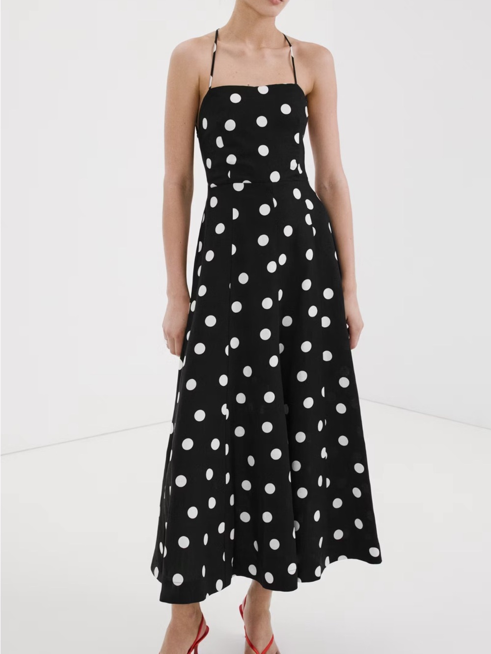Black & White Polka Dot Spaghetti Strap Dress